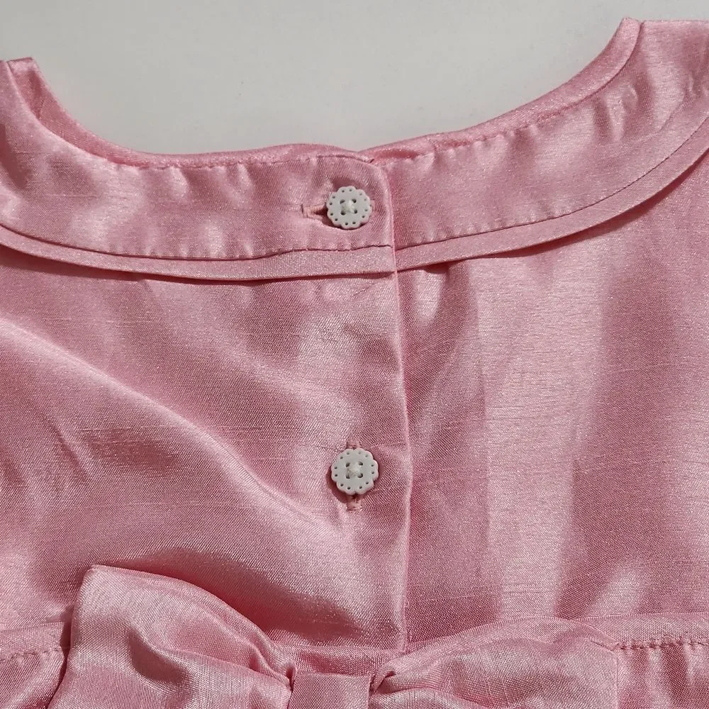Gymboree Girls Pretty in Pink & White Shiny Formal Ribbed Dress 5t